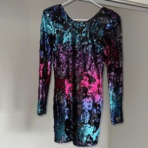Nasty Gal Multicolor Sequin Backless Dress
